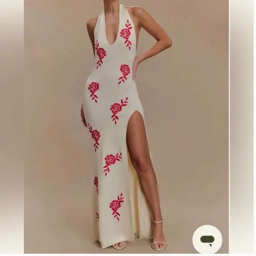Meshki Shiloh Rose Halter Maxi Dress Ivory - Picture 2 of 4